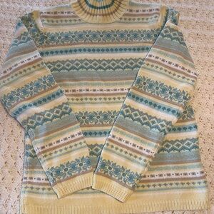 Izod Yellow and Blue Cowl Neck Sweater